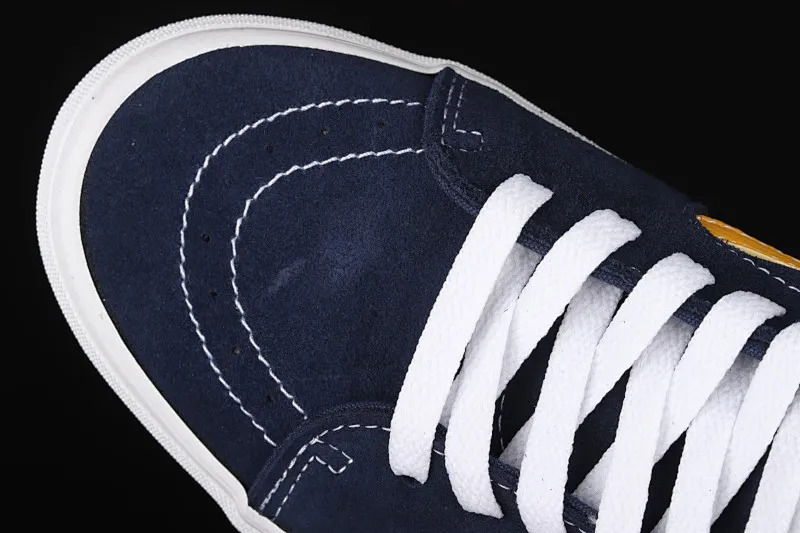 All categories Vans Vans series Vans Mid Vans China Vans Sk8-Mid blue and yellow contrast stitching mid-top retro classic canvas skateboard shoes VN0A3WM34PL